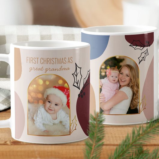 Mug Premier Noël en Arc d'or personnalisé photo
