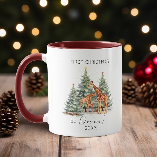 Mug Premier Noël en famille de trois mignonnes girafes