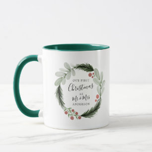 Mug Premier Noël en tant que Fête de M. et Mme Wreath
