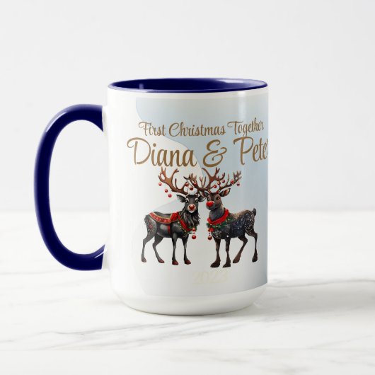 Mug Premier Noël ensemble - ornement personnalisable (Gauche)