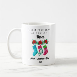 Mug Premier Noël personnalisé en famille de trois