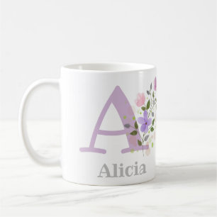 Mug Premier nom initial plus Abigail avec fleurs