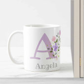 Mug Premier nom initial plus Angela avec fleurs