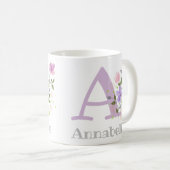 Mug Premier nom initial plus Annabelle avec fleurs (Devant droit)