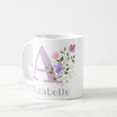 Mug Premier nom initial plus Annabelle avec fleurs (Devant gauche)