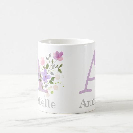 Mug Premier nom initial plus Annabelle avec fleurs (Centre)