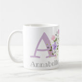 Mug Premier nom initial plus Annabelle avec fleurs (Gauche)
