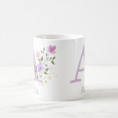 Mug Premier nom initial plus Aria avec fleurs (Centre)