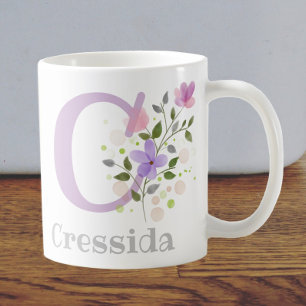 Mug Premier nom initial plus Cressida avec fleurs