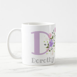 Mug Premier nom initial plus Dorothy avec fleurs