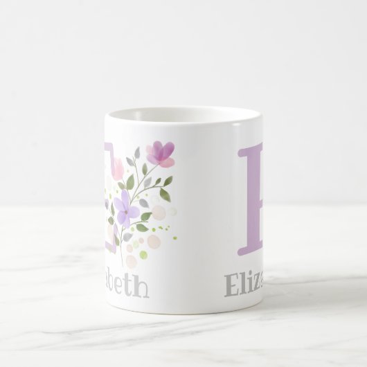 Mug Premier nom initial plus Elizabeth avec fleurs (Centre)