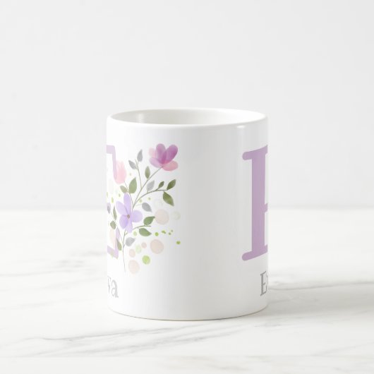 Mug Premier nom initial plus Eva avec fleurs (Centre)