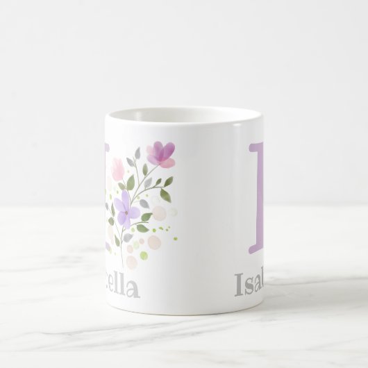 Mug Premier nom initial plus Isabella avec fleurs (Centre)