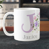 Mug Premier nom initial plus Janice avec fleurs