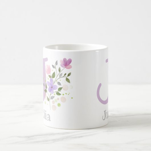 Mug Premier nom initial plus Julia avec fleurs (Centre)