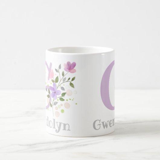 Mug Premier nom initial plus nom Gwendolyn avec fleurs (Centre)
