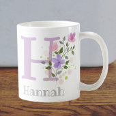 Mug Premier nom initial plus nom Hannah avec fleurs