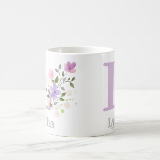 Mug Premier prénom Initial Plus avec Fleurs (Centre)