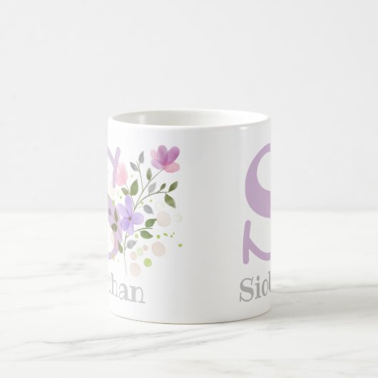 Mug Premier prénom Initial Plus avec Fleurs (Centre)