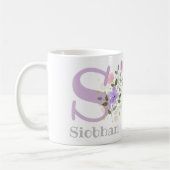 Mug Premier prénom Initial Plus avec Fleurs (Gauche)