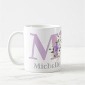 Mug Premier prénom Initial Plus avec Fleurs (Gauche)