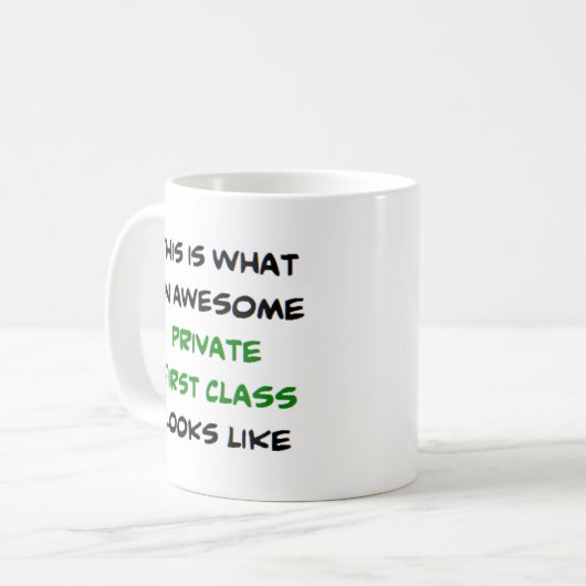 Mug première classe privée, génial (Devant gauche)