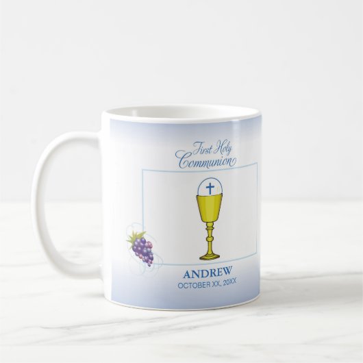 Mug Première communion de garçon, calice avec hostie e (Gauche)