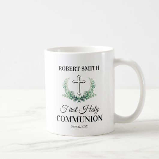 Mug Première communion de la feuille verte (Droite)