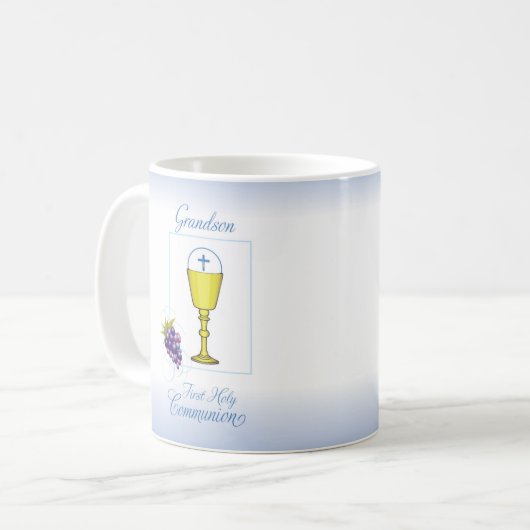 Mug Première communion de petit-fils, Chalice avec hôt (Devant gauche)