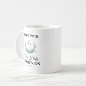 Mug Première communion feuille verte (Devant gauche)