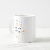 Mug Première énergie de travail | Monogramme doodles (Devant gauche)