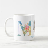 Mug Première fête des mères Blue Gold Floral Lettres P (Gauche)