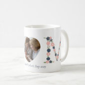 Mug Première Fête des Mères Blush Pink Navy Lettres fl (Devant droit)