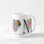 Mug Première Fête des Mères Rose Black Floral Lettres  (Devant droit)