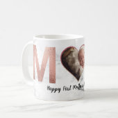Mug Première fête des mères Rose photo Gold Heart (Devant gauche)