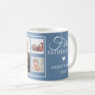 Mug Première Fête des pères 7 Photo Collage bleu