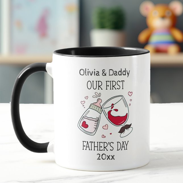 Mug Première Fête des pères Bébé Fille Amusante Bravo