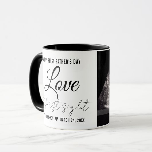 Mug Première Fête des pères Bébé Sonogramme Ultrasound (Devant gauche)