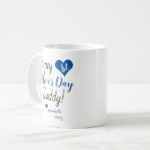 Mug Première Fête des pères Bleu Coeur Bébé Garçon Fil (Devant gauche)