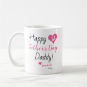 Mug Première Fête des pères Coeur rose Bébé Fille Fill (Gauche)