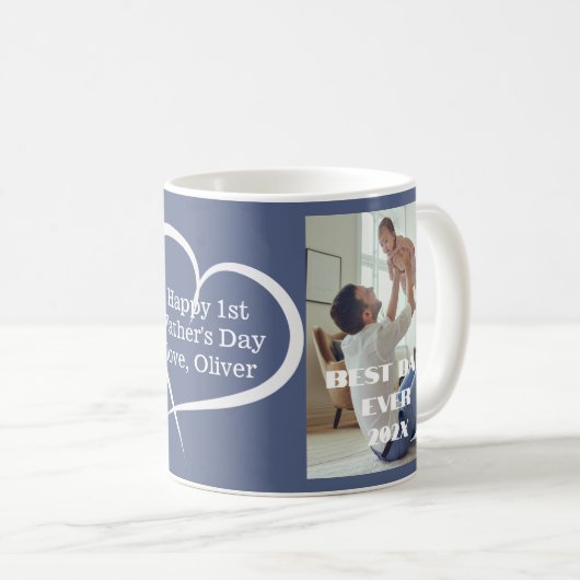Mug Première Fête des pères Meilleur Papa Jamais 2 Pho (Devant droit)