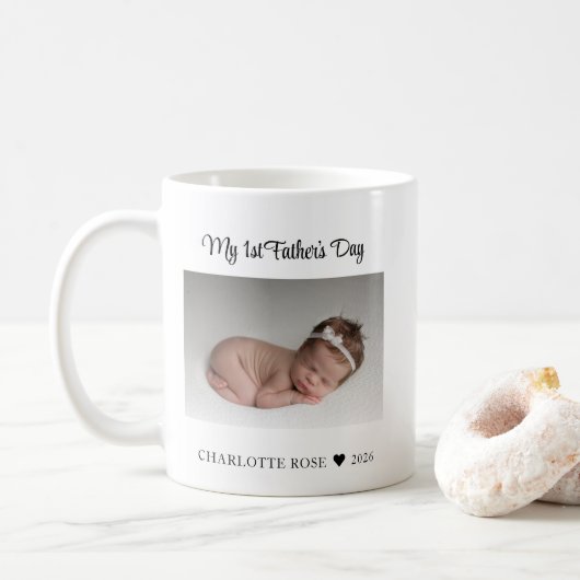 Mug Première Fête des pères Nouveau bébé photo (Avec donut)