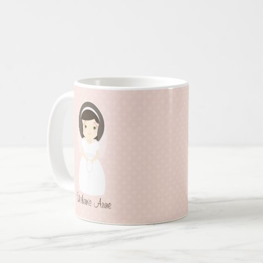 Mug Première fille de brune de sainte communion (Devant gauche)