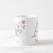 Mug Première initiale plus le nom Angela avec des fleu (Centre)