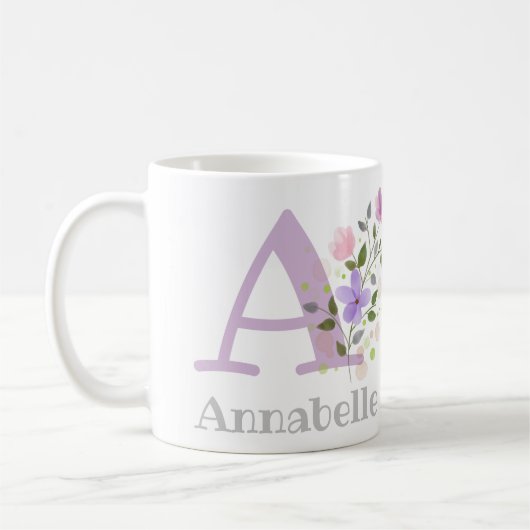 Mug Première initiale plus le nom Annabelle avec des f (Gauche)