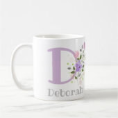 Mug Première initiale plus le nom Deborah avec des fle (Gauche)