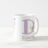 Mug Première initiale plus le nom Dorothy avec des fle (Devant droit)