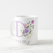 Mug Première initiale plus le nom Dorothy avec des fle (Devant gauche)