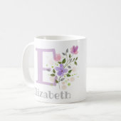 Mug Première initiale plus le nom Elizabeth avec des f (Devant gauche)