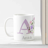 Mug Première initiale Plus Nom Anna avec Fleurs